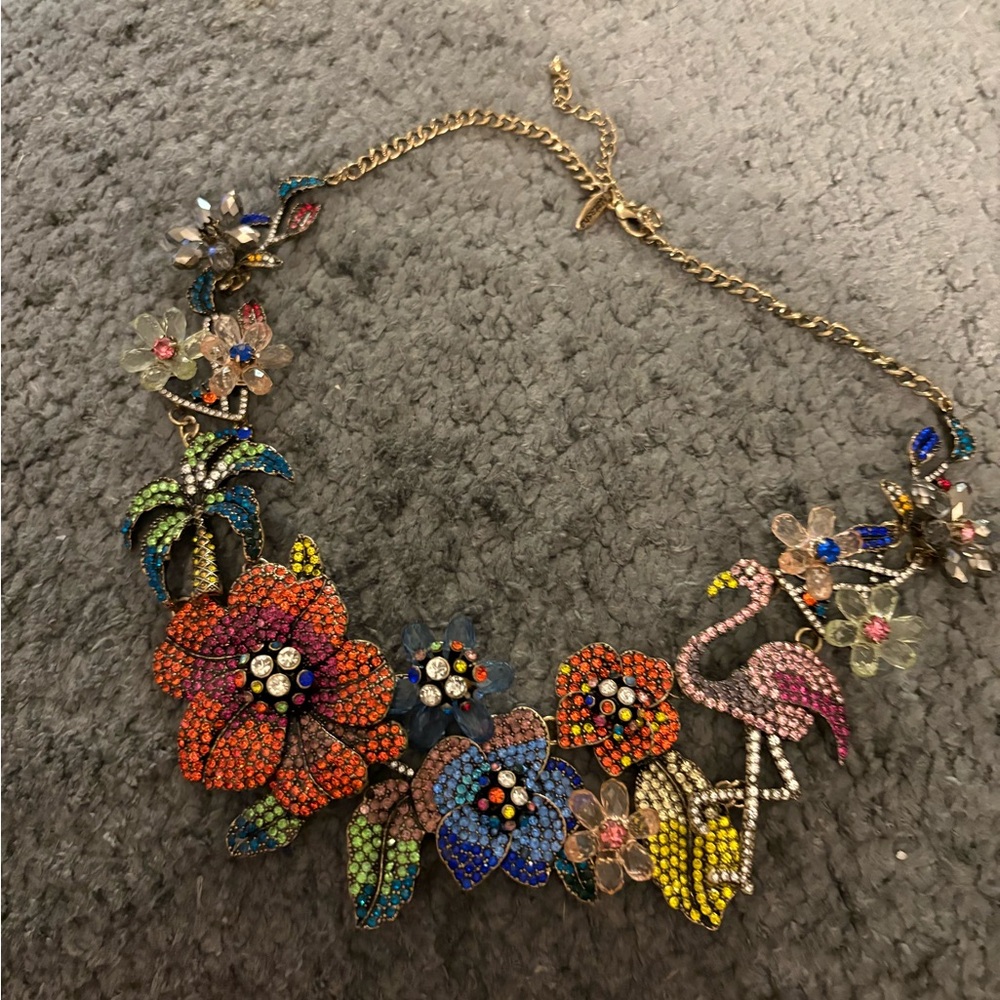 Floral and Flamingo Statement Necklace